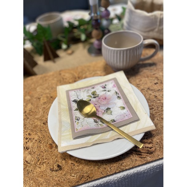 Dkkeserviet i kork, naturmnster, aflang