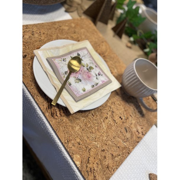 Dkkeserviet i kork, naturmnster, aflang