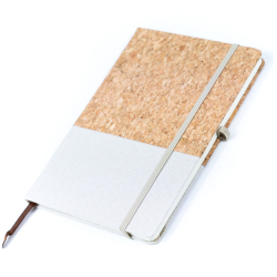 Notesbog i kork med natur og hvid/gr