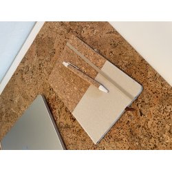 Notesbog i kork med natur og hvid/gr