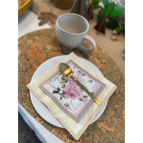 Dkkeserviet i natur kork med grnt mnster, oval