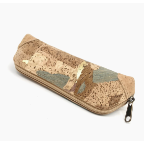 Penalhus i naturkork med blligt mnster