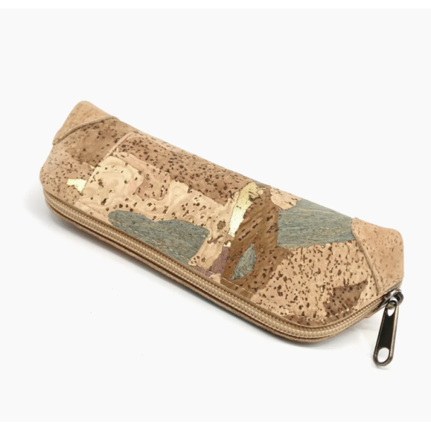 Penalhus i naturkork med blligt mnster