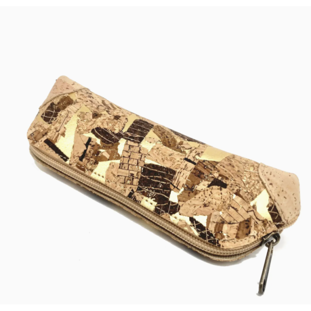 Penalhus i naturkork med brunt mnster