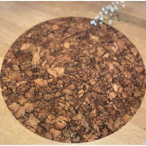 D�kkeserviet i kork, brun, rund 30 cm