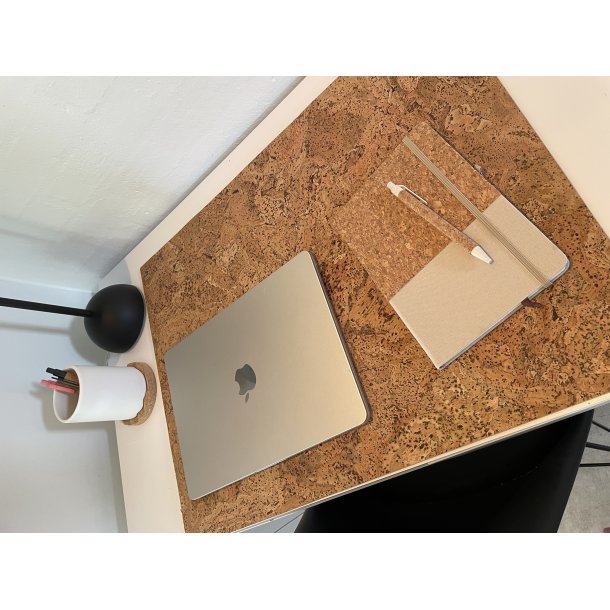 Notesbog i kork med natur og hvid/gr