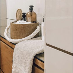 Kurv i kork med bldt reb af bomuld, lille