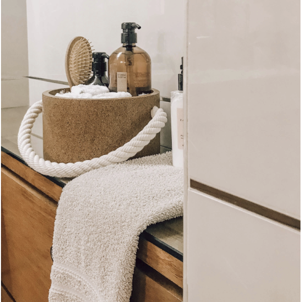 Kurv i kork med bldt reb af bomuld, lille