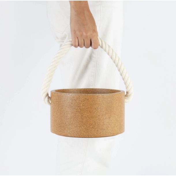 Kurv i kork med bldt reb af bomuld, lille