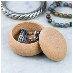 Mini smykkeskrin i kork, rundt