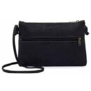 Skuldertaske i sort kork med sort lynls