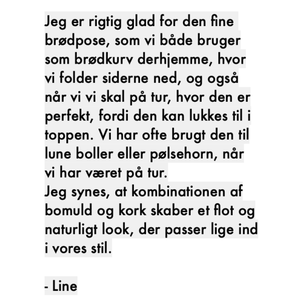 Frugt- og brdpose med kork, str S