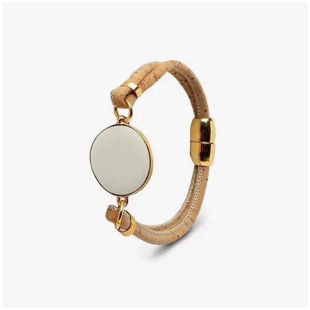 Armbnd i kork med hvid perle