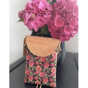 Mobiltaske i kork med blomsterm�nster