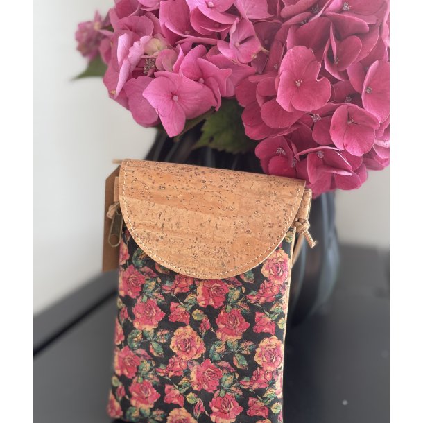 Mobiltaske i kork med blomsterm�nster
