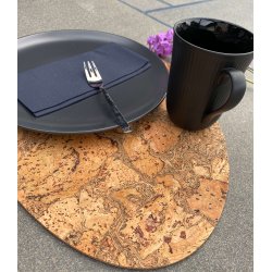 Dkkeserviet i natur kork, oval