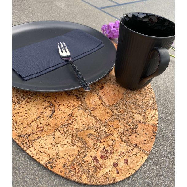 Dkkeserviet i natur kork, oval