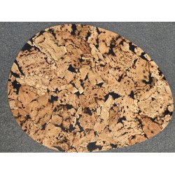 D�kkeserviet i naturfarve med sort m�nster, oval