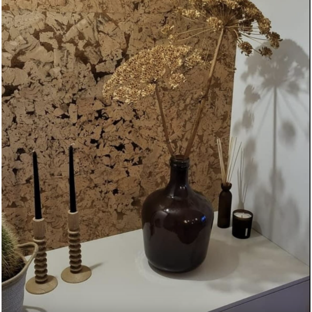 Korkplade i naturkork med sort m�nster, v�gdekoration, opslagstavle