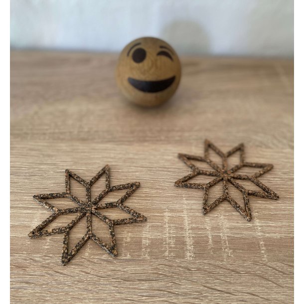 Glasbrikker af brugte bildk og kork, stjerne, 2 stk.