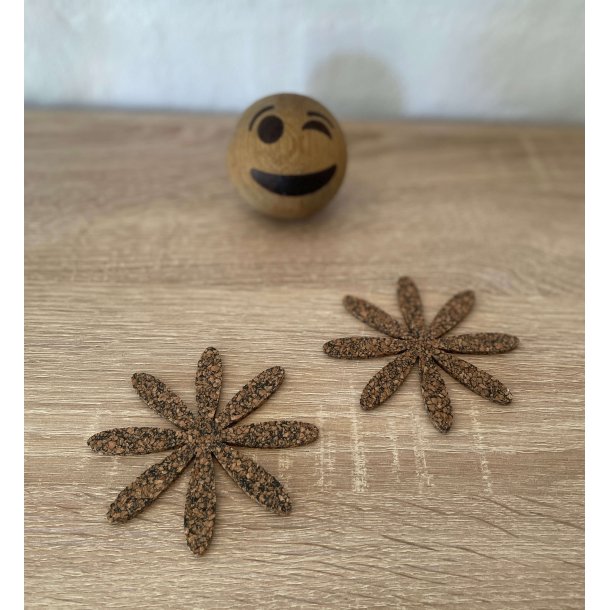 Glasbrikker af brugte bild�k og kork, blomsterformede, 2 stk.