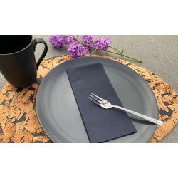 D�kkeserviet i naturfarve med sort m�nster, oval