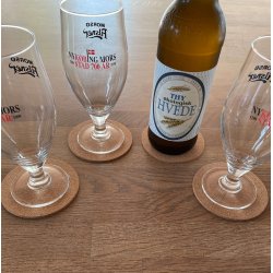 Glasbrikker i kork, runde, 4 stk.