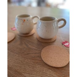 Glasbrikker i kork, runde, 4 stk.