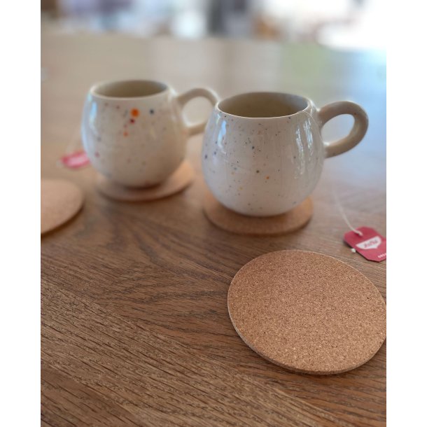 Glasbrikker i kork, runde, 4 stk.