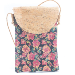 Mobiltaske i kork med blomsterm�nster