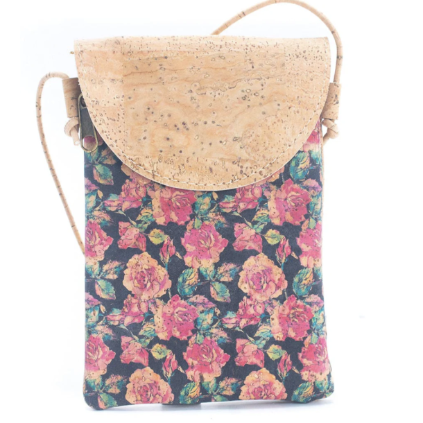 Mobiltaske i kork med blomsterm�nster