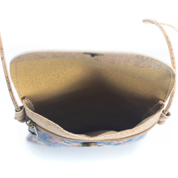 Mobiltaske i kork med blomsterm�nster