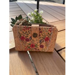 Pung i naturkork med blomstermnster