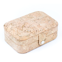 Smykkeskrin i kork med guldnister, aflang