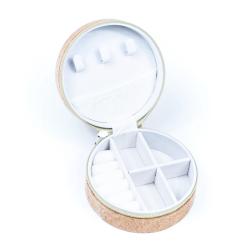 Smykkeskrin i kork med guldnister, rund