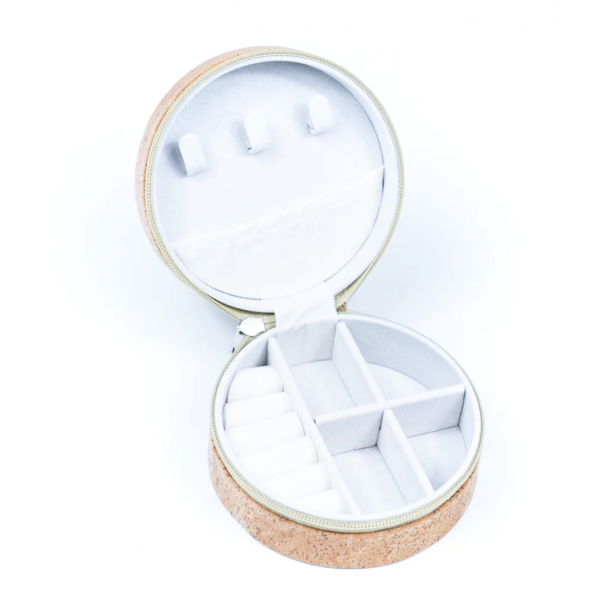 Smykkeskrin i kork med guldnister, rund