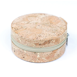 Smykkeskrin i kork med guldnister, rund