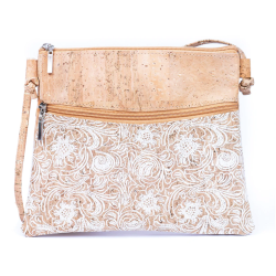 Taske i kork med hvidt mnster