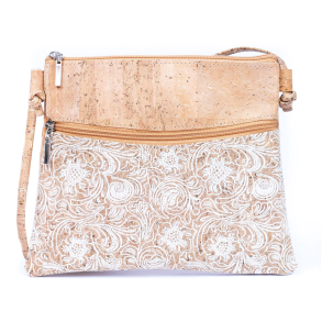 Taske i kork med hvidt mnster