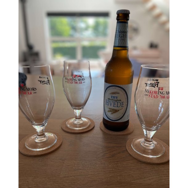 Glasbrikker i kork, runde, 4 stk.