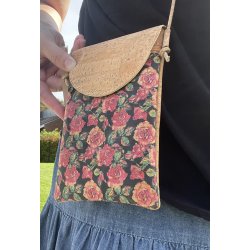 Mobiltaske i kork med blomsterm�nster