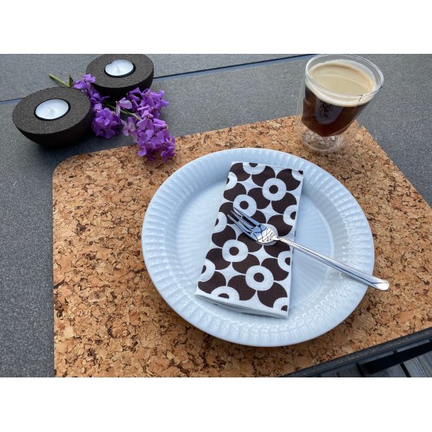 Dkkeserviet i natur kork, aflang