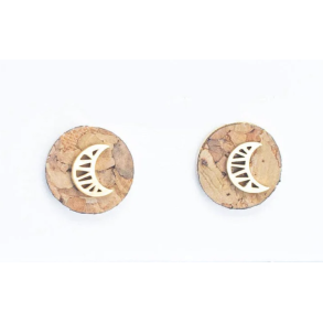 reringe i natur kork med mne i forgyldt rustfrit stl