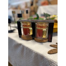 Retro Bodum glas med "guld" h�ndtag p� korkbund, 2 stk.